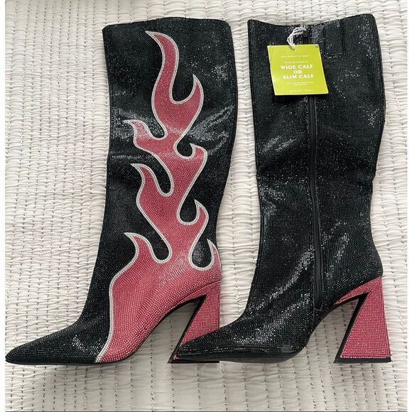 Gianni Bini Zander Rhinestone Flame Pointed Toe Tall Knee High Boots NEW NWT - Picture 2 of 10